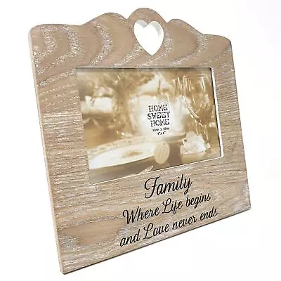 £6.75 • Buy Family Life Begins Love Never Ends Wooden Love Heart Photo Picture Frame 6  X 4 
