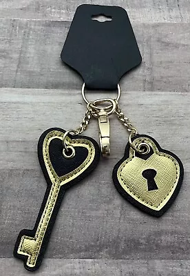 Gold Tone Lock And Key Bag Purse Charm Key FOB  Lock & Key Charm Bling • $8.49