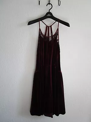 FREE PEOPLE  Burgundy Nightshade Backless Velvet And Lace Mini Dress S • £22