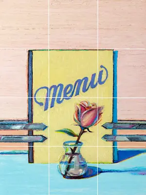 Wayne Thiebaud Vintage Cafe Diner Menu And A Rose Ceramic Tile Mural Backsplash • $59.99