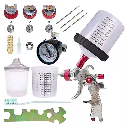 $38.69 • Buy HVLP Auto Paint Air Spray Gun Kit Gravity Feed Car Primer 1.4MM 1.7 2.0MM Nozzle