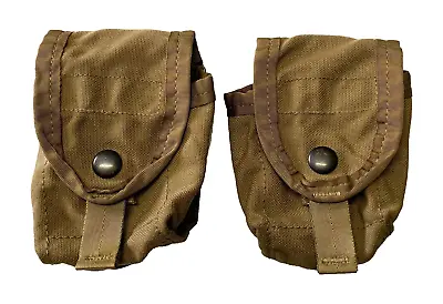 Lot Of 2 US Army Military Surplus Molle Coyote Frag Hand Grenade Ammo Pouch EXC • $14.90