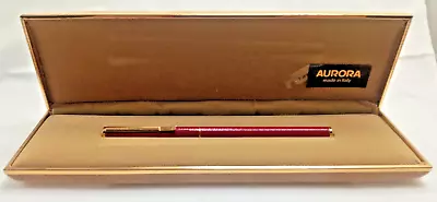 HASTIL 66 AURORA RETRACTABLE BALLPOINT PEN GOLD & LACQUER W/ORIGINAL CASE V/g • $104.90