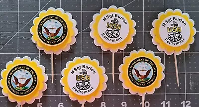 Navy Cupcake Toppers 12 Personalized 3-D Birthday Party Retirement Boot Camp • $7.99