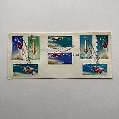 1964 Dubai Airmail Stamps Honoring Space Flight First Day Cover 1-25-1964 • $6.99