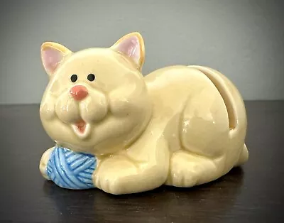 Vintage Kitty Cat With Yarn Ball Business Card Holder Orange & Yellow Tabby Cat • $8.50