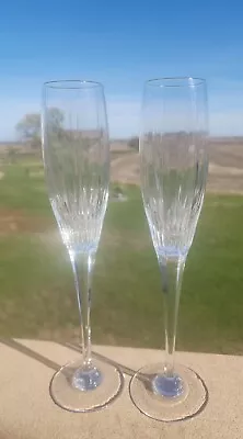 2 Mikasa Artic Lights Fluted Champagne Boxed Set Clear Crystal Cut Stemware Lot • $65