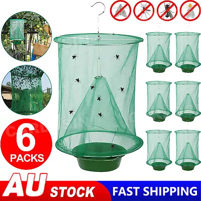 Reusable 6PCS Fly Trap Insect Killer Net Cage Trap Ranch Pest Hanging Catcher AU • $18.99