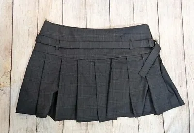 ZARA Women's Plaid Mini Skirt Ruffle Buckle Belt Waist Size Sm BROKEN ZIPPER • $12.99