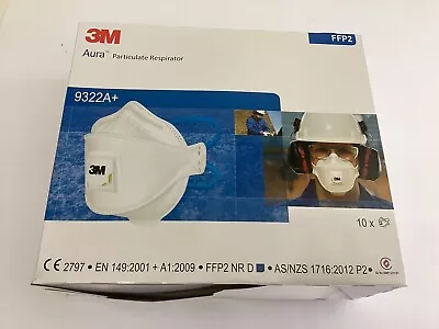 3m Aura Particulate Respirators F2 - Pack Of 10 - P/N 9322A+ - NEW • $22.50