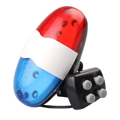 Bike Bicycle 4 Sounds Police Siren Trumpet Electronic Horn Bell 6 LED Rear Light • $6.51