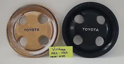 2 Toyota Wheel Center Cap Plastic 1983-85 Model 6139 Black & Tan OEM Vintage ⬇️ • $24