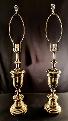Matching Pair Of 2 Stiffel Solid Brass Table Lamps - Original Harps & Finals! • $379.99