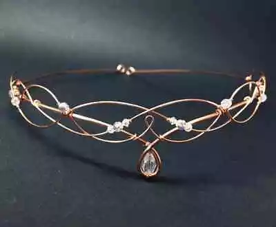 £38 • Buy Rose Gold Tiara Bridal Circlet Crystal Celtic Headpiece Medieval Headdress