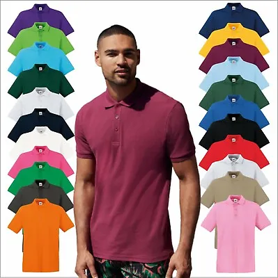 £9.39 • Buy Fruit Of The Loom Mens Short Sleeve Premium Poloshirt Casual Work Tee Polo Shirt