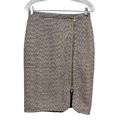 J. Crew Pencil Skirt Full Back Zip Textured Metallic Purple Knitting Women Sz 4 • $34.99
