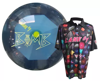 Lane #1 Crystal Bomb 15lb. Bowling Ball & Staff Style Shirt • $219.95