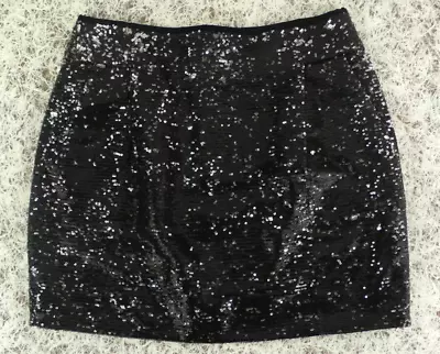 Nwt J. Crew All Over Sequin Mini Skirt Back Zip Shimmer Black Size 8 • $56.89