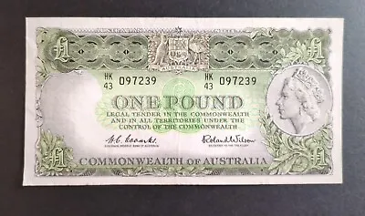 1961 Coombs Wilson 1 Pound Australian Bank Note Very Fine HK43 097239 • $55