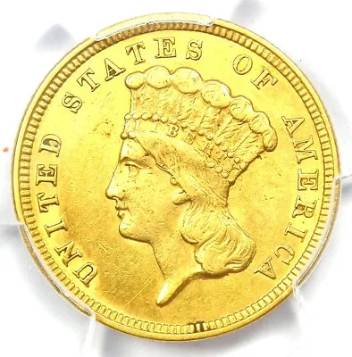 1854 Three Dollar Indian Gold Coin $3 - Certified PCGS AU Details - Rare Coin! • $1420.25