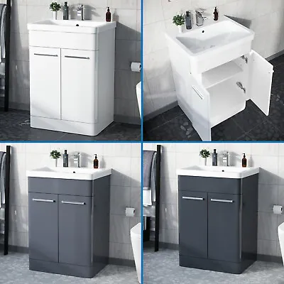 600mm Vanity Cabinet And Wash Basin Sink Floor Standing Bathroom Unit | Amie • £235.99