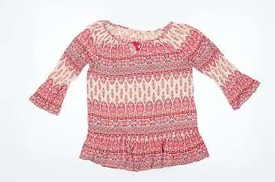 Miss Evie Girls Pink Paisley Viscose Basic Blouse Size 11 Years Off The Shoulder • £3.75