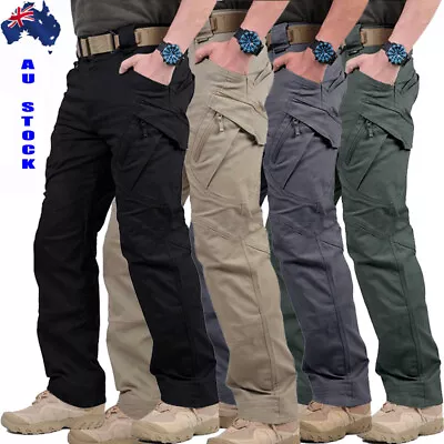 Men Cargo Work Pants Soldier Water Resistant Tactical Trousers Combat Workwear B • $24.98