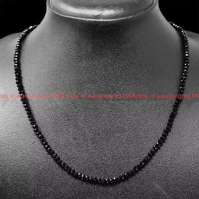 3mm Faceted Bright Quality Black Spinel Round Gems Beads Necklace 16-36'' • $3.33