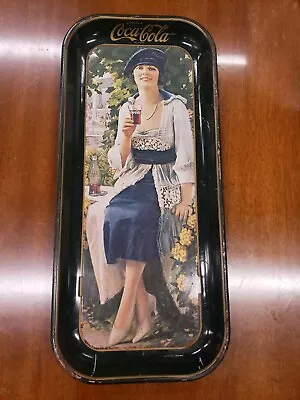 Vintage Coca-Cola Serving Tray 1973 “Lady In Garden”.- L 19  X W 8.5  X H 1  • $20