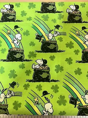 Sewing Fabric Lot  VINTAGE SNOOPY 20016 ST PATRICK DAY 36X44 • $12.99