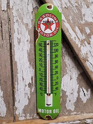 Vintage Texaco Porcelain Thermometer Sign Texas Star Gas Motor Oil Advertising • $156.44