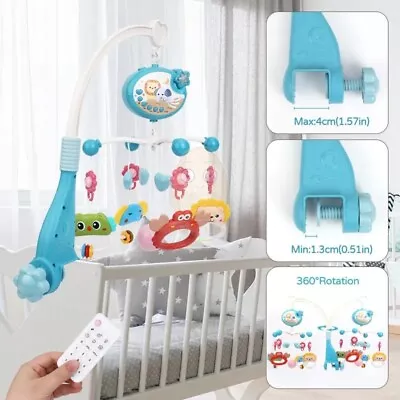 Baby Musical Crib Mobile Infant Bed Bell Toy Hanging Rotating Rattle Toy Remote • $19.50