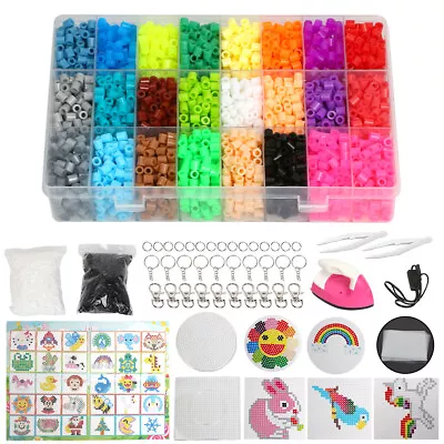 1Set Mini Iron Hama Beads Kit Kids Fun DIY Craft 5mm 24 Colours Set Gift Toys AU • $56.06