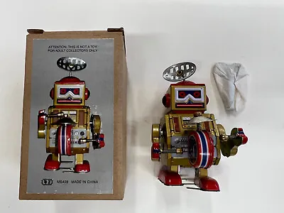 VINTAGE TIN ROBOT - LITTLE DRUMMER ROBOT Reproduction Tin Toy WIND UP BNIB • $19.95