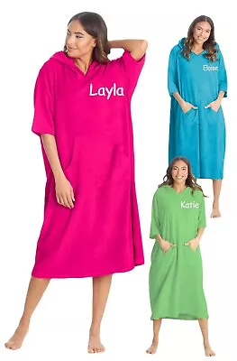 Personalised Adult Hooded Poncho Towelling Robe 100% Cotton Swimming Beach Towel • £18.99