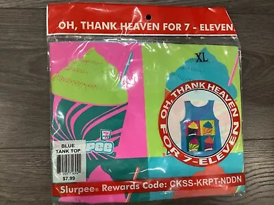 VINTAGE 1990s NEW MENS XL EXTRA LARGE BLUE  SLURPEE 7/11 NOS 7-ELEVEN TANK TOP • $18.17