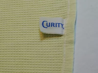 Vtg Curity Waffle Weave Thermal Receiving Baby Blanket Yellow 36  X 27  Usa Made • $25
