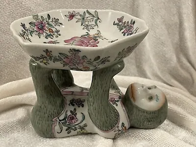 Ceramic Chinoiserie Monkey Holding Bowl Soap Dish Hand Painted Vintage • $240