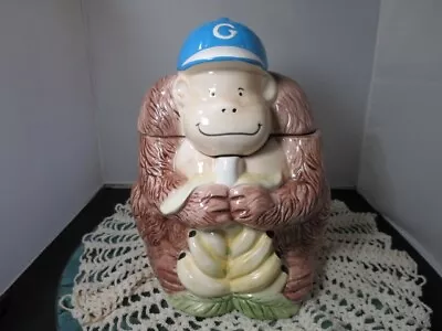 Vintage Gorilla Monkey Cookie Jar Bananas Ceramic Maker Unknown • $20