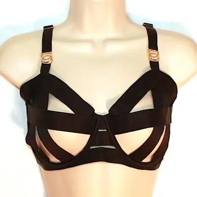 Victoria's Secret Luxe Lingerie Strappy Demi Bra 36D *Black* NEW! • $24.99