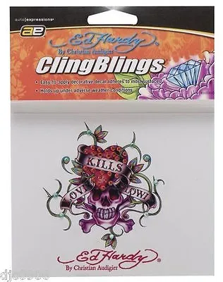 ClingBlings Ed Hardy By Christian Audigier Kill Love Heart Skulls Crossbones-New • $14.99