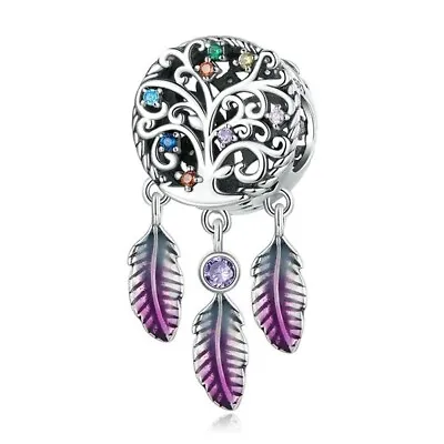 $29.99 • Buy SOLID Sterling Silver Bohemia Feather Dreamcatcher Charm  -YOUnique Designs