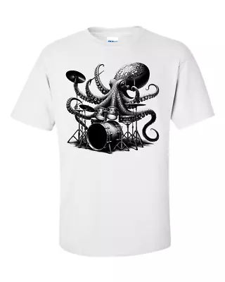 Octopus Playing Drums Drummer Gift Octopus Shirt Drum Player T-Shirt • £12.95