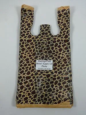 $19.99 • Buy Leopard Print Design Plastic T-Shirt Retail Shopping Bags Handles 8  X 5  X 16 