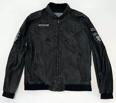 AFFLICTION Black Premium Ltd Ed Black Moon SPECIAL FORCES Military Moto Jacket M • $199