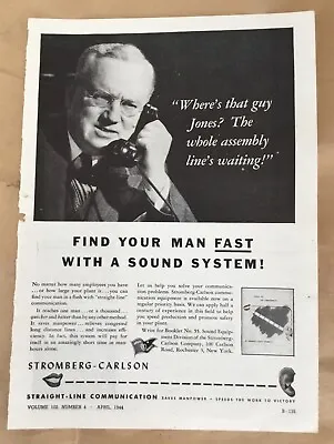 Stromberg-Carlson Sound System Print Ad 1944 Orig Vintage 40s Factory Speakers • $6