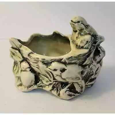 Vintage McCoy Pottery Planter Birds In Nest Green White • $38