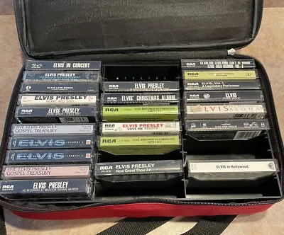 🔥Vintage Lot Of 23 Elvis Presley Cassette Tapes With Carrying Case - Some HTF🔥 • $39.50