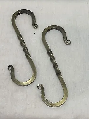S Hooks Set Of 2 6 Inch Brass Look Hand Forged Blacksmith S Hook Campfire Pot • $16.95