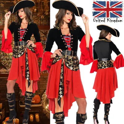 Women’s Pirate Queen Costume Wench Buccaneer Corsair Lady Caribbean Fancy Dress • £7.99